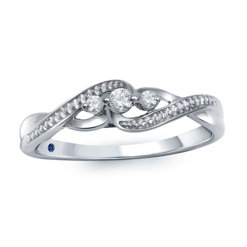 Previously Owned - Cherished Promise Collection™ 0.06 CT. T.W. Diamond Three Stone Promise Ring in Sterling Silver