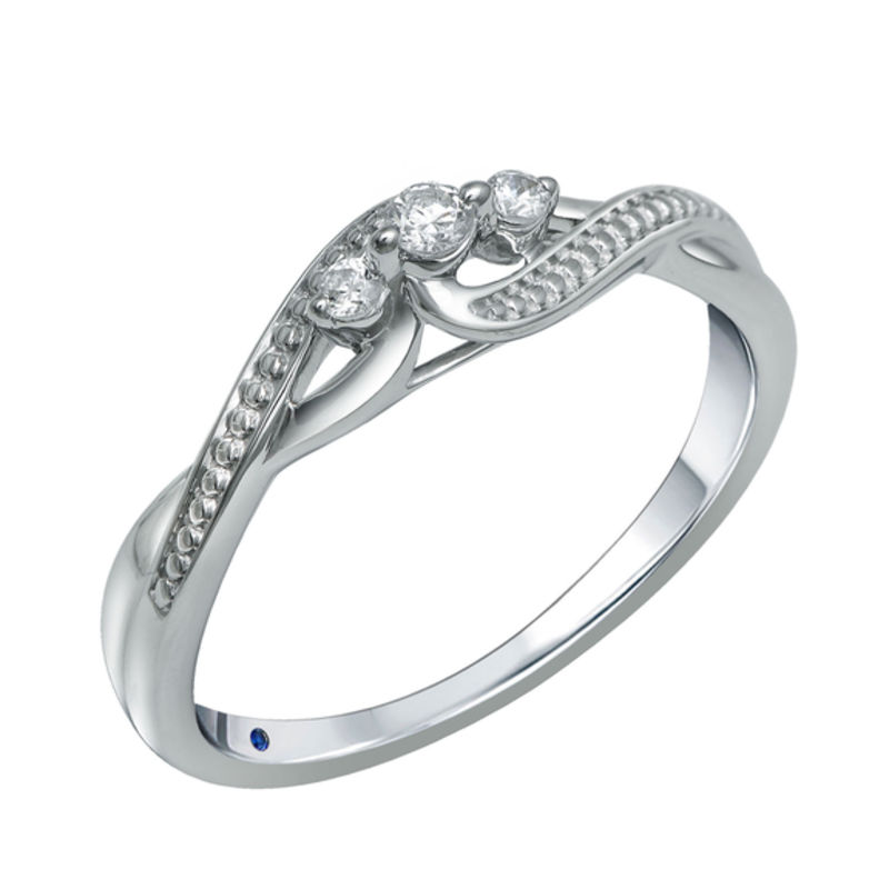 Previously Owned - Cherished Promise Collection™ 0.06 CT. T.W. Diamond Three Stone Promise Ring in Sterling Silver