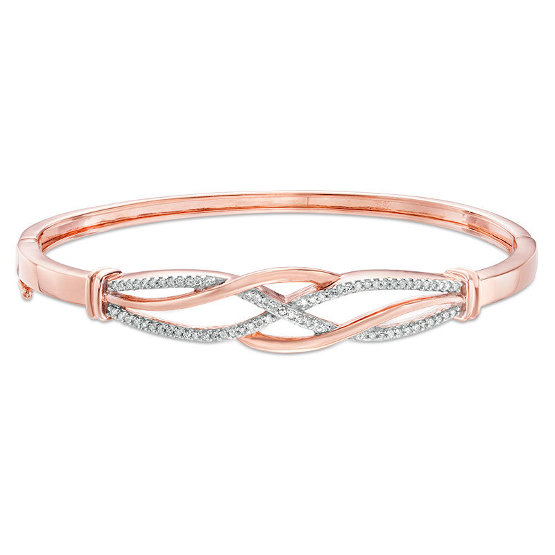 Previously Owned - 0.33 CT. T.W. Diamond Open Braid Bangle in 10K Rose Gold|Peoples Jewellers