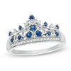 Thumbnail Image 1 of Previously Owned - Princess-Cut and Round Blue Sapphire with Lab-Created White Sapphire Crown Ring in Sterling Silver