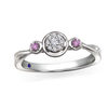 Thumbnail Image 1 of Previously Owned - Cherished Promise Collection™ 0.06 CT. T.W. Diamond and Pink Sapphire Ring in 10K White Gold