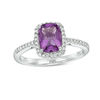 Thumbnail Image 1 of Previously Owned - Cushion-Cut Amethyst and 0.12 CT. T.W. Diamond Frame Ring in 10K White Gold