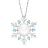 Thumbnail Image 0 of Previously Owned - 8.0mm Baroque Cultured Freshwater Pearl and London Blue Topaz Snowflake Pendant in Sterling Silver