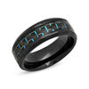 Previously Owned - Men's 8.0mm Comfort Fit Carbon Fibre Textured Black IP Wedding Band in Stainless Steel