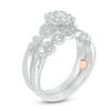 Thumbnail Image 2 of Previously Owned -  0.30 CT. T.W. Diamond Frame Vintage-Style Interlocking Bridal Set in 10K White Gold