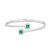 Thumbnail Image 1 of Previously Owned - Cushion-Cut Green Quartz Doublet and Lab-Created White Sapphire Bypass Bangle in Sterling Silver