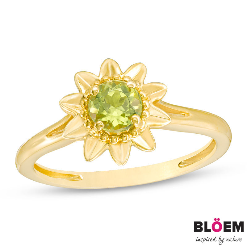 Main Image 1 of Previously Owned - Peridot Aster Daisy Ring in 10K Gold