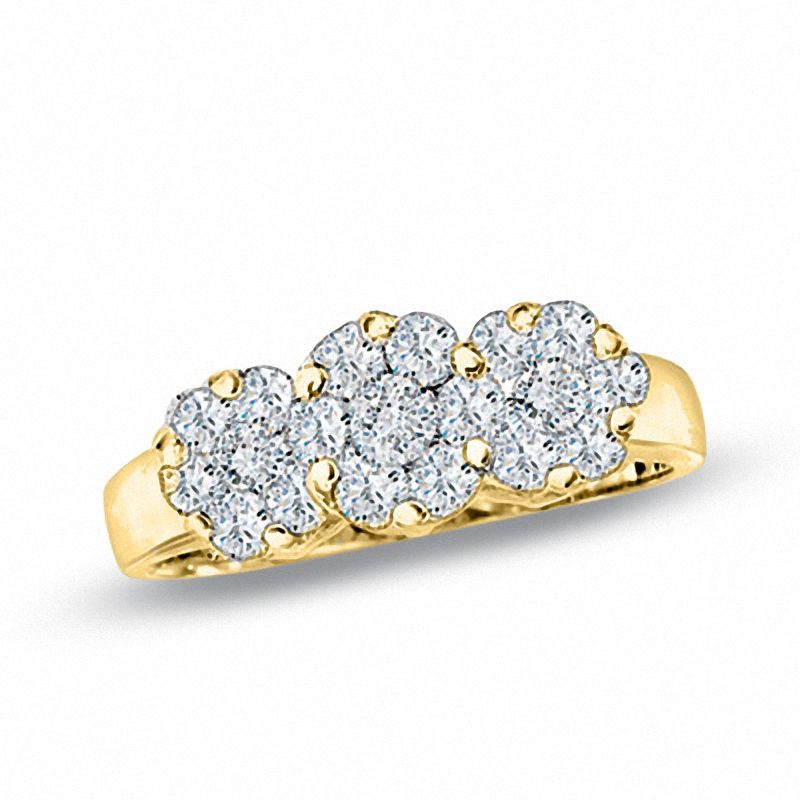 Main Image 1 of Previously Owned - 0.50 CT. T.W. Endless Diamond® Three Stone Cluster Ring in 14K Gold