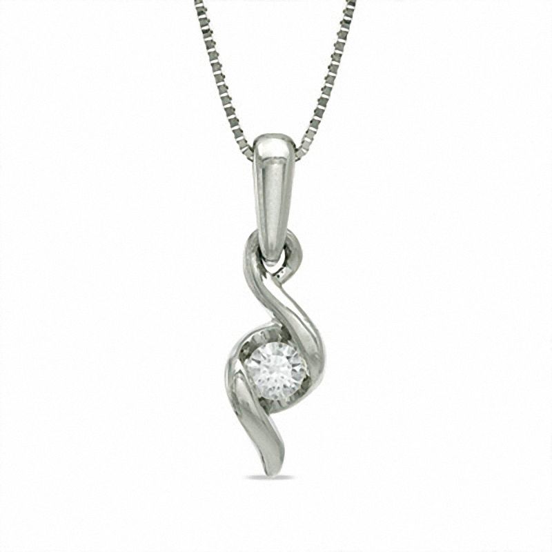 Previously Owned - Sirena™ 0.12 CT. Diamond Solitaire Pendant in 10K White Gold