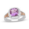 Thumbnail Image 1 of Previously Owned - Open Hearts by Jane Seymour™ 8.0mm Amethyst and 0.10 CT. T.W. Diamond Frame Ring in Sterling Silver