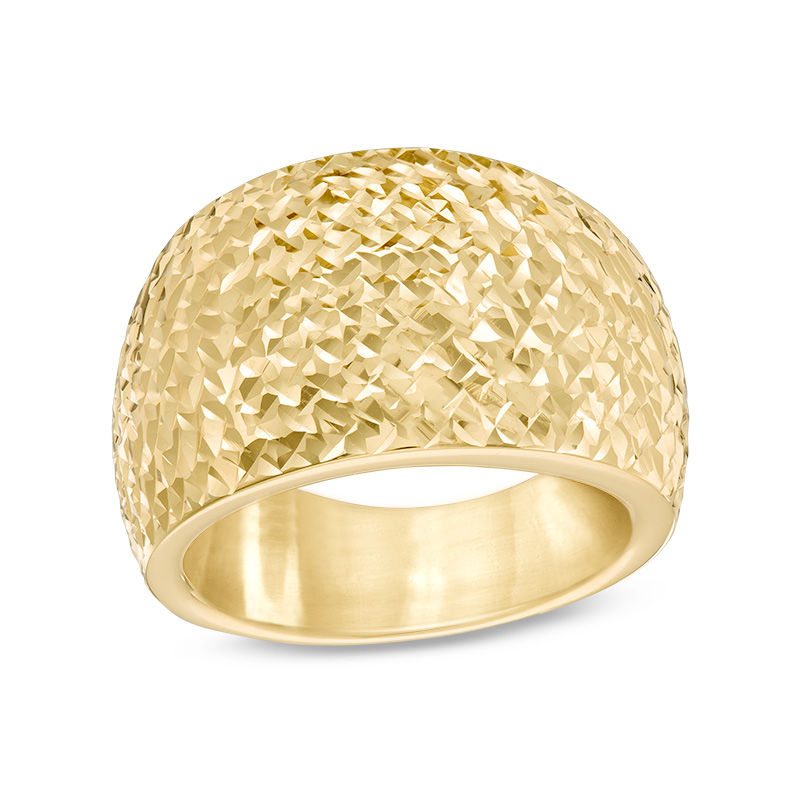 Previously Owned - Made in Italy Diamond-Cut Wide Dome Ring in 14K Gold|Peoples Jewellers