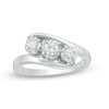 Thumbnail Image 1 of Previously Owned - 0.23 CT. T.W. Diamond Past Present Future® Bypass Engagement Ring in 10K White Gold