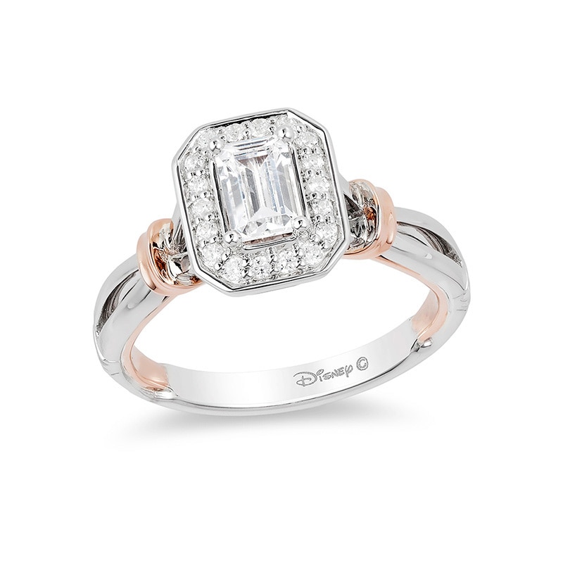 Previously Owned - Enchanted Disney Snow White 0.58 CT. T.W. Emerald-Cut Diamond Engagement Ring in 14K Two-Tone Gold