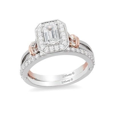 Previously Owned - Enchanted Disney Snow White 0.58 CT. T.W. Emerald-Cut Diamond Engagement Ring in 14K Two-Tone Gold