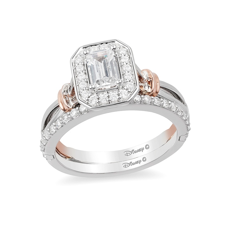 Previously Owned - Enchanted Disney Snow White 0.58 CT. T.W. Emerald-Cut Diamond Engagement Ring in 14K Two-Tone Gold
