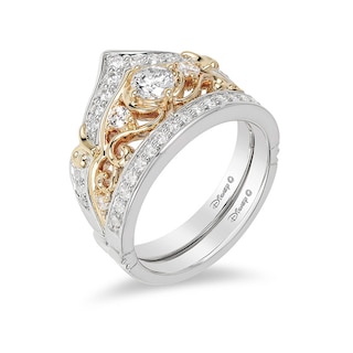 Previously Owned - Enchanted Disney Cinderella 0.71 CT. T.W. Diamond Crown Bridal Set in 14K Two-Tone Gold
