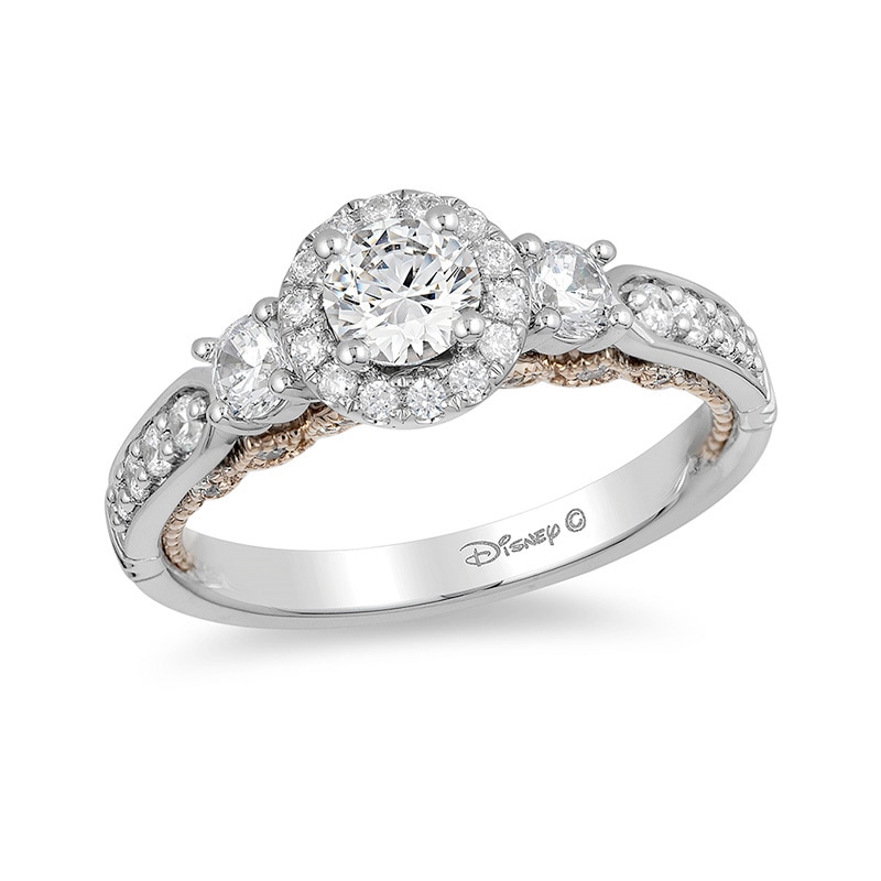 Previously Owned - Enchanted Disney Jasmine 1.04 CT. T.W. Diamond Three Stone Engagement Ring in 14K White Gold