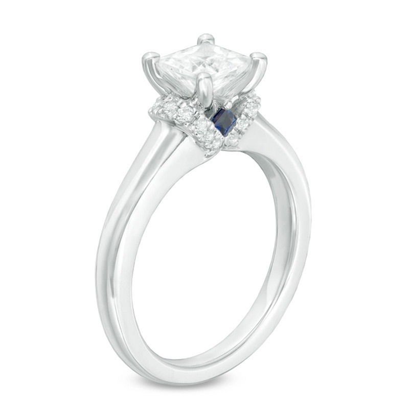 Previously Owned - Vera Wang Love Collection 1.09 CT. T.W. Princess-Cut Diamond Collar Engagement Ring in 14K White Gold