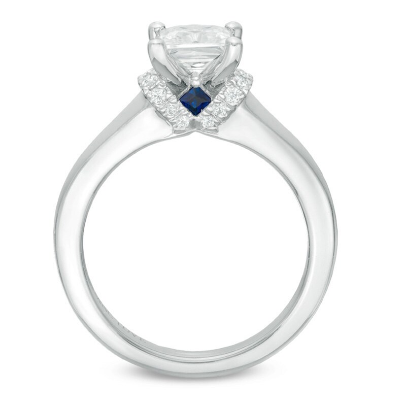 Previously Owned - Vera Wang Love Collection 1.09 CT. T.W. Princess-Cut Diamond Collar Engagement Ring in 14K White Gold