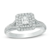 Previously Owned - Vera Wang Love Collection 0.58 CT. T.W. Princess-Cut Diamond Frame Engagement Ring in 14K White Gold