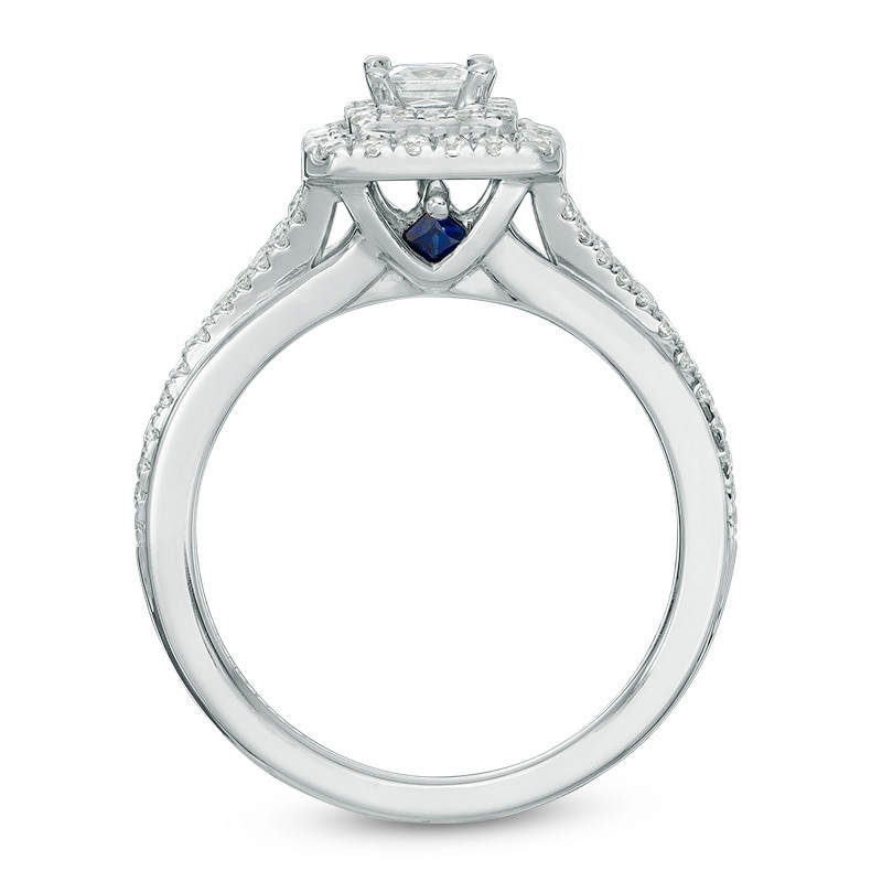 Previously Owned - Vera Wang Love Collection 0.58 CT. T.W. Princess-Cut Diamond Frame Engagement Ring in 14K White Gold