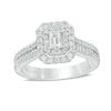 Thumbnail Image 1 of Previously Owned - Vera Wang Love Collection 0.95 CT. T.W. Emerald-Cut Diamond Double Row Engagement Ring in 14K White Gold