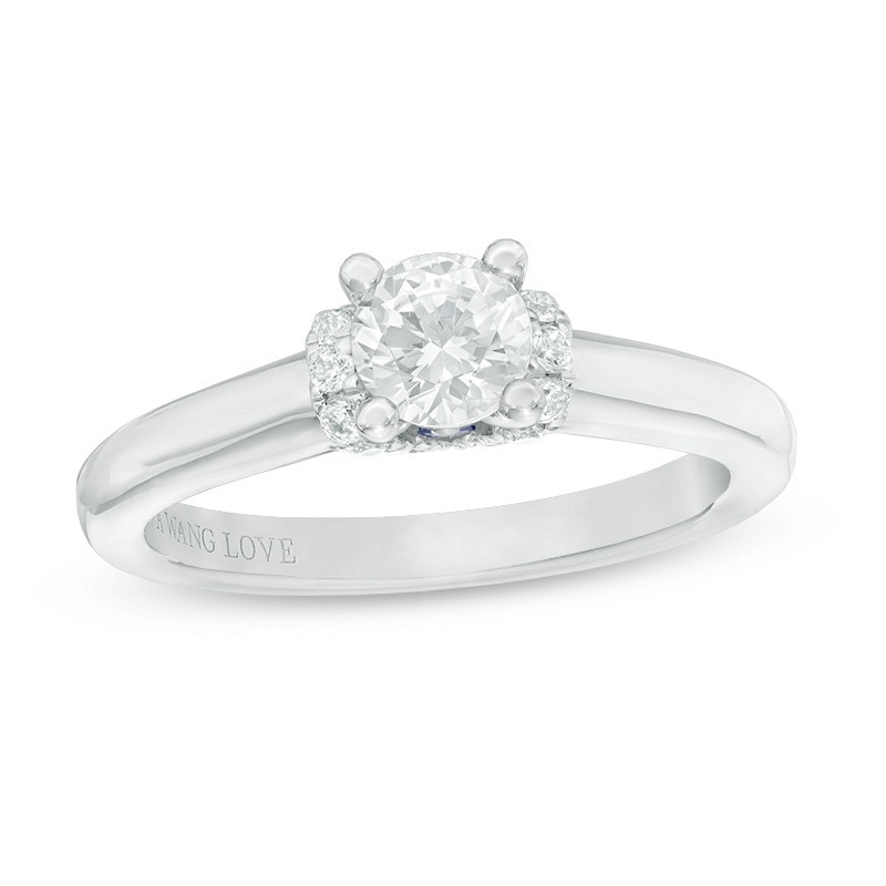Previously Owned - Vera Wang Love Collection 0.58 CT. T.W. Diamond Solitaire Collar Engagement Ring in 14K White Gold
