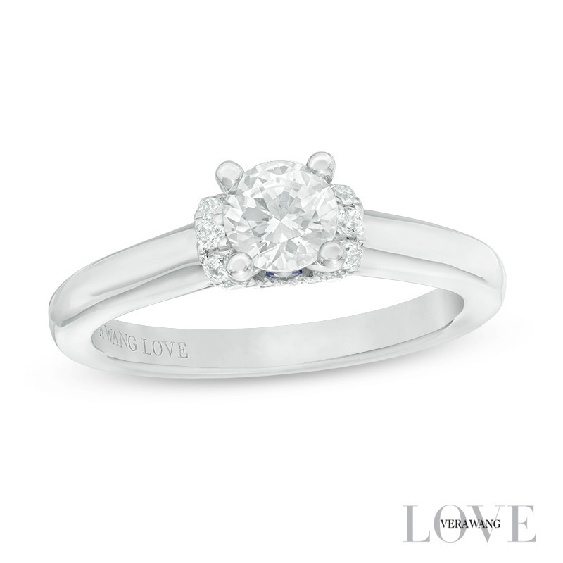 Previously Owned - Vera Wang Love Collection 0.58 CT. T.W. Diamond Solitaire Collar Engagement Ring in 14K White Gold