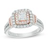 Thumbnail Image 1 of Previously Owned - Vera Wang Love Collection 1.20 CT. T.W. Diamond Double Frame Engagement Ring in 14K Two-Tone Gold
