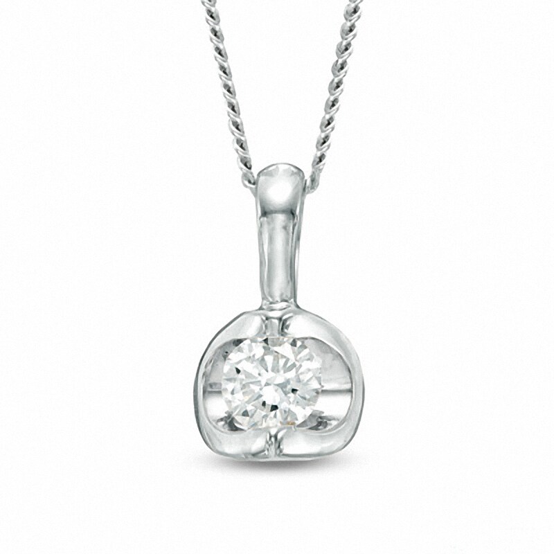Main Image 1 of Previously Owned - 0.30 CT.  Diamond Solitaire Tension-Set Pendant in 14K White Gold (I/I2)