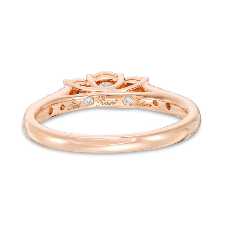 Previously Owned - 0.45 CT. T.W. Diamond Past Present Future® Engagement Ring in 14K Rose Gold