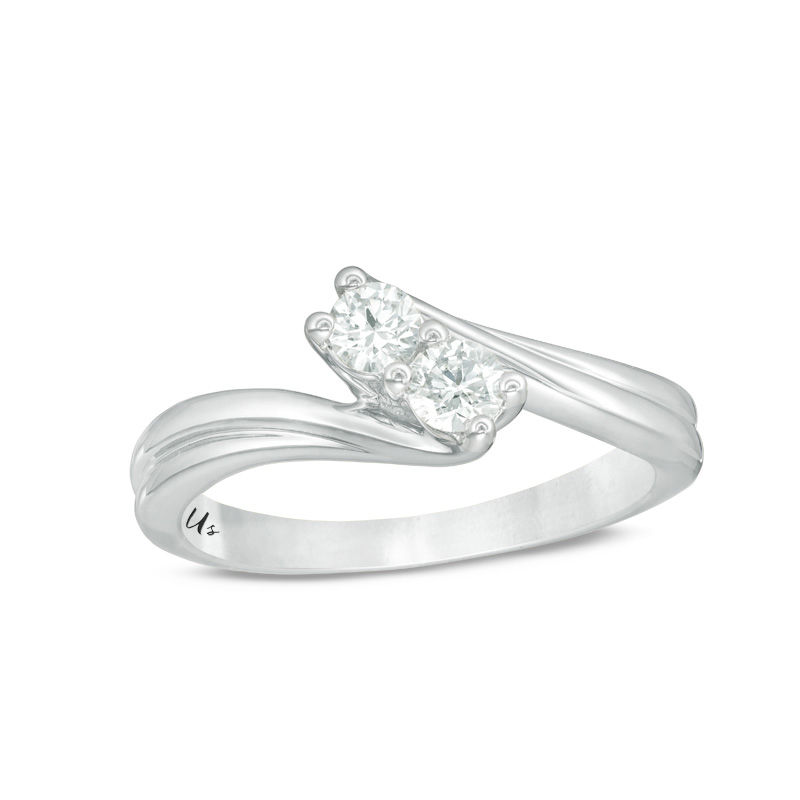 Previously Owned - Ever Us™ 0.32 CT. T.W. Two-Stone Diamond Bypass Ring in 14K White Gold