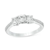 Thumbnail Image 1 of Previously Owned - Lab-Created White Sapphire Three Stone Promise Ring in Sterling Silver