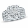Thumbnail Image 1 of Previously Owned - 1.51 CT. T.W. Quad Princess-Cut Diamond Framed Bridal Set in 14K White Gold