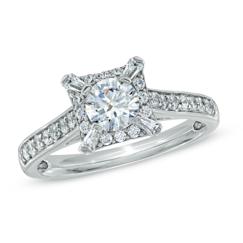 Previously Owned - 0.82 CT. T.W. Diamond Frame Engagement Ring 14K White Gold