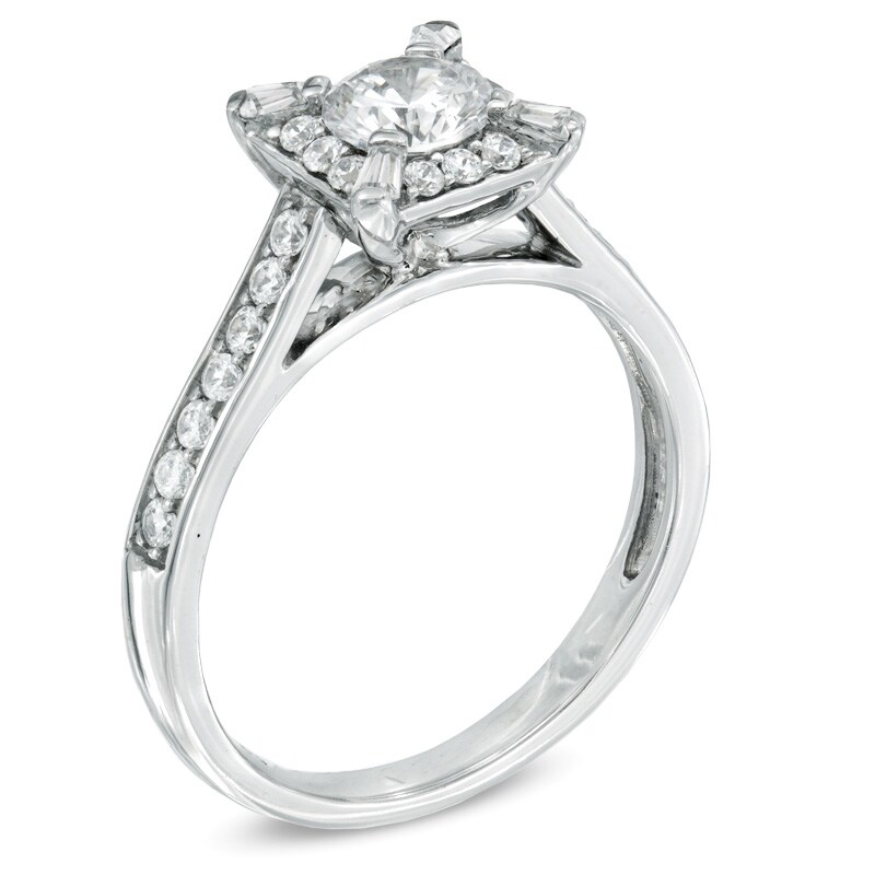 Previously Owned -  0.82 CT. T.W. Diamond Frame Engagement Ring 14K White Gold