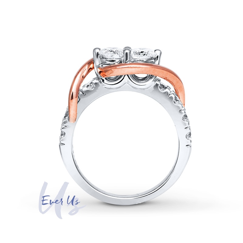 Main Image 2 of Previously Owned - Ever Us™ 1.00 CT. T.W. Two-Stone Diamond Swirl Anniversary Band in 14K Two-Tone Gold