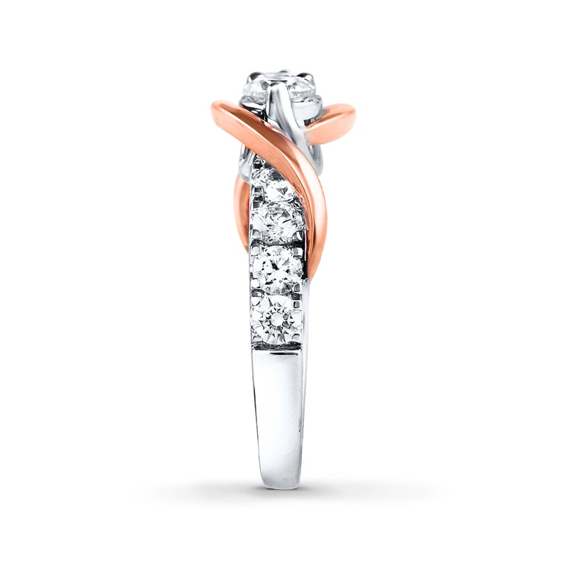 Main Image 3 of Previously Owned - Ever Us™ 1.00 CT. T.W. Two-Stone Diamond Swirl Anniversary Band in 14K Two-Tone Gold