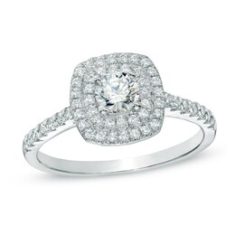 Previously Owned - 0.71 CT. T.W.  Canadian Diamond Frame Engagement Ring in 14K White Gold