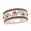 Thumbnail Image 0 of Previously Owned - 0.33 CT. T.W. Champagne and White Diamond Scroll Ring in 10K Rose Gold