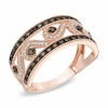 Thumbnail Image 1 of Previously Owned - 0.33 CT. T.W. Champagne and White Diamond Scroll Ring in 10K Rose Gold