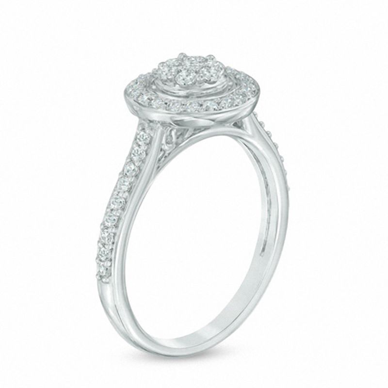 Previously Owned - 0.50 CT. T.W. Composite Diamond Frame Engagement Ring in 10K White Gold