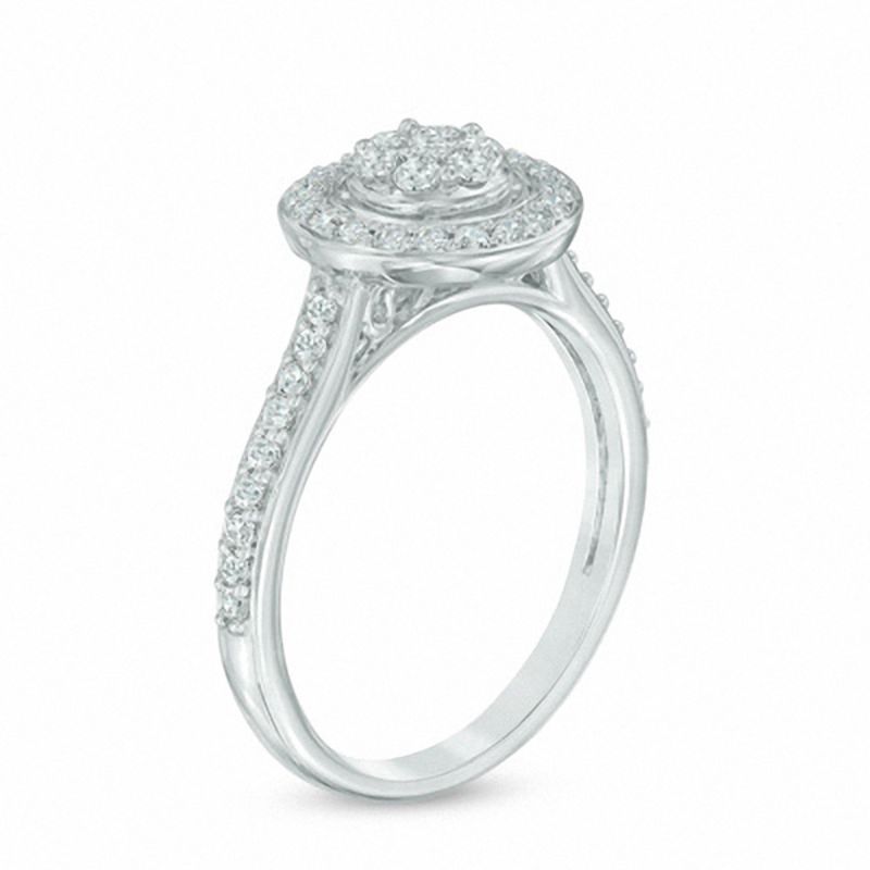 Main Image 2 of Previously Owned - 0.50 CT. T.W. Composite Diamond Frame Engagement Ring in 10K White Gold