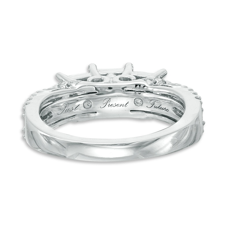 Main Image 3 of Previously Owned - 0.95 CT. T.W. Princess-Cut Diamond Past Present Future® Split Shank Engagement Ring in 10K White Gold