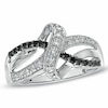 Thumbnail Image 0 of Previously Owned - 0.25 CT. T.W. Enhanced Black and White Diamond Ribbon Ring in Sterling Silver
