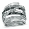 Thumbnail Image 1 of Previously Owned - 0.25 CT. T.W. Enhanced Black and White Diamond Continuous Wrap Ring in Sterling Silver
