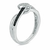Thumbnail Image 2 of Previously Owned - 0.04 CT. T.W. Enhanced Black and White Diamond Abstract Infinity Knot Ring in Sterling Silver