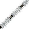 Previously Owned - Men's Diamond Accent and Carbon Fibre Link Bracelet in Stainless Steel - 8.5"