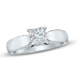 Previously Owned - Celebration Canadian Lux® 0.50 CT. Princess-Cut Diamond Solitaire Engagement Ring in 18K White Gold