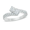 Thumbnail Image 1 of Previously Owned - Ever Us™ 0.75 CT. T.W. Two-Stone Diamond Bypass Ring in 14K White Gold